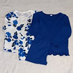 Blue Floral Kids matching floral blue and white Set